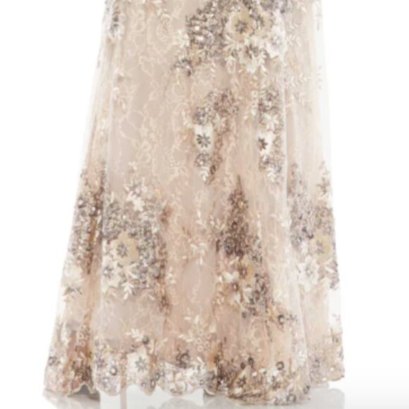 MAC DUGGAL 67539 EMBELLISHED V-NECK ILLUSIONS TAUPE GOWN sz 10 - Picture 6 of 6